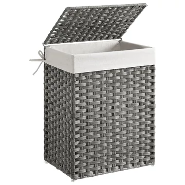 Szennyeskosár, kézi szövésű mosodai kosár, szürke Szennyeskosár, kézi szövésű mosodai kosár, szürke