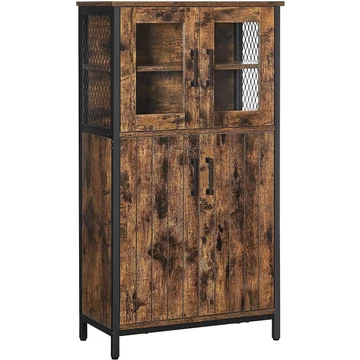 VASAGLE tárolószekrény, többcélú szekrény 60 x 108 x 30 cm, rusztikus barna és fekete