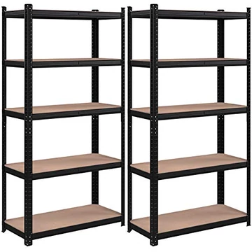 SONGMICS 2 db-os nagy teherbírású fém polcos készlet, 40 x 90 x 180 cm, fekete SONGMICS 2 db-os nagy teherbírású fém polcos készlet, 40 x 90 x 180 cm, fekete