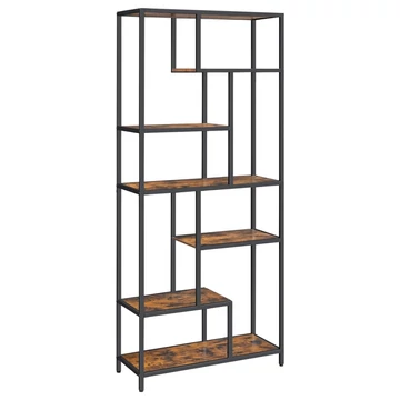 Könyvespolc, 6 szintes könyvespolc 30 x 80 x 180 cm, rusztikus barna és fekete Könyvespolc, 6 szintes könyvespolc 30 x 80 x 180 cm, rusztikus barna és fekete