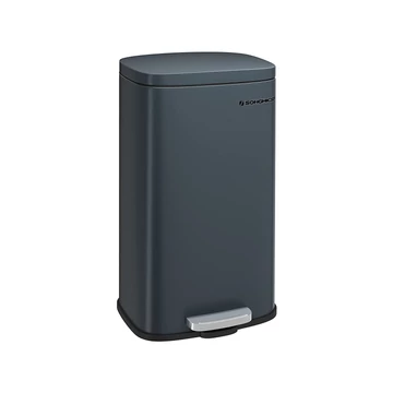 Konyhai szemetes 30L, acél pedálos szemetes, füstszürke
