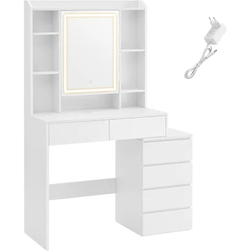 Sminkasztal LED világítással, fésülködőasztal, fehér, 40x97,5x145 cm Sminkasztal LED világítással, fésülködőasztal, fehér, 40x97,5x145 cm