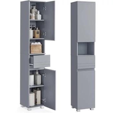 VASAGLE magas fürdőszobai szekrény 30×30×170 cm, misztikus szürke színben VASAGLE magas fürdőszobai szekrény 30×30×170 cm, misztikus szürke színben