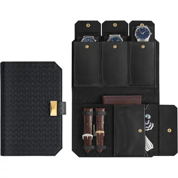 SONGMICS HOME 3 órás tok, utazó óratartó doboz 22×14,5×4,5 cm, tintafekete színben SONGMICS HOME 3 órás tok, utazó óratartó doboz 22×14,5×4,5 cm, tintafekete színben