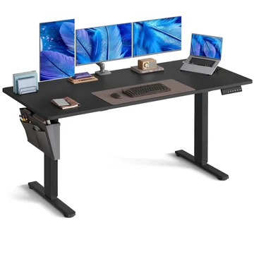 Elektromos állítható magasságú íróasztal, 160×70 cm, 4 memóriapozícióval, fekete