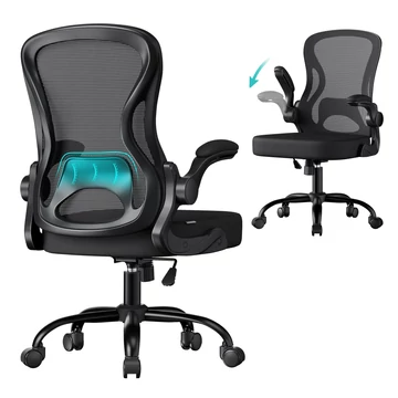 SONGMICS ergonomikus irodai szék, forgatható hálós íróasztali szék, fekete