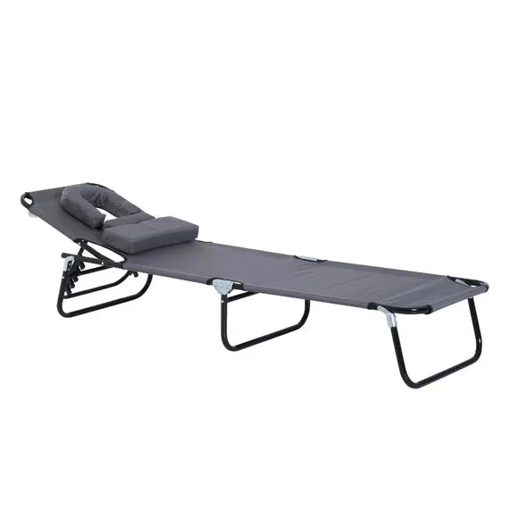 Outsunny napozóágy, relax nyugágy 190x56x28 cm, szürke