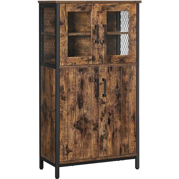 VASAGLE tárolószekrény, többcélú szekrény 60 x 108 x 30 cm, rusztikus barna és fekete
