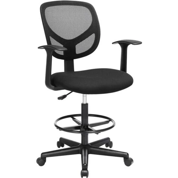 Ergonomikus irodai szék kartámaszokkal, forgó szék 55-75 cm ülésmagasság, Fekete