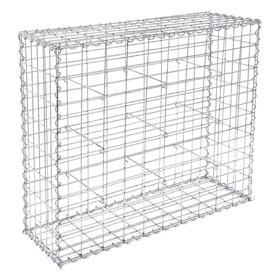 Horganyzott acél gabion kosár, kerti dekor válaszfal, 100 x 80 x 30 cm