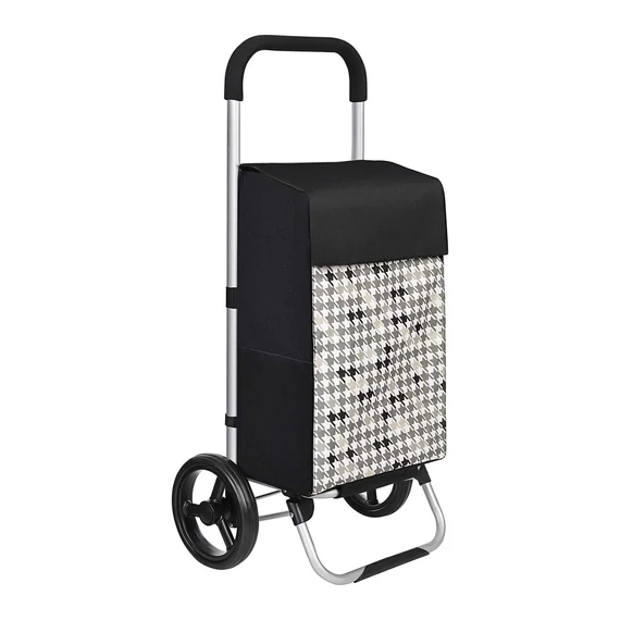 Bevásárlókocsi kerekekkel, gurulós bevásárlótáska, 40 l, fekete