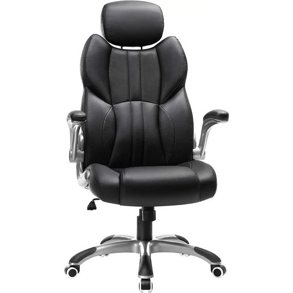 Ergonomikus forgószék, irodai szék összecsukható karokkal, fekete