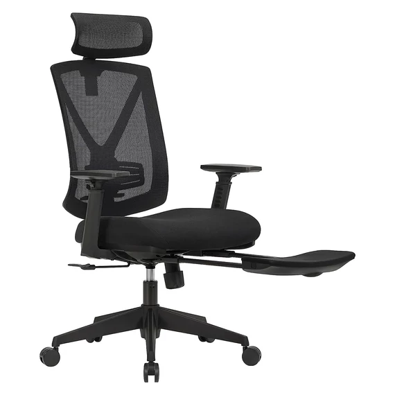 Ergonomikus irodai szék lábtartóval, maximális terhelés 150 kg, fekete