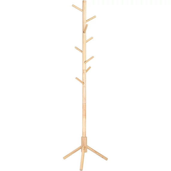 Tömör fa kabáttartó 8 kampóval 175cm magas