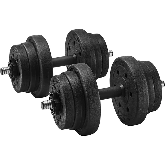 Súlyzókészlet 2 db-os, 2 x 10 kg, állítható súlyok, fekete