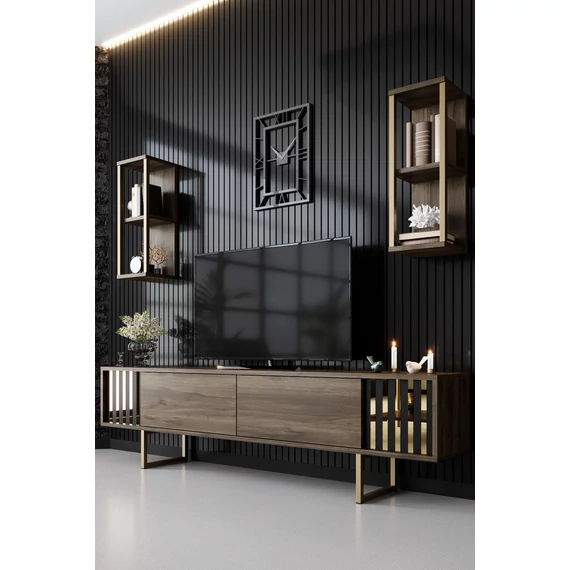 TV szekrény Gold Line - Walnut, Black