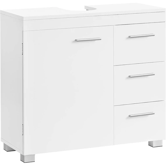 Mosdó alatti szekrény, fürdőszobai szekrény 3 nagy fiókkal, 30 x 70 x 64 cm, fehér Mosdó alatti szekrény, fürdőszobai szekrény 3 nagy fiókkal, 30 x 70 x 64 cm, fehér