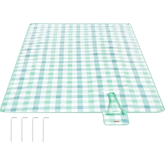 Pikniktakaró, strand szőnyeg 300 x 200 cm, vízálló, összecsukható és hordozható, zöld-fehér Pikniktakaró, strand szőnyeg 300 x 200 cm, vízálló, összecsukható és hordozható, zöld-fehér