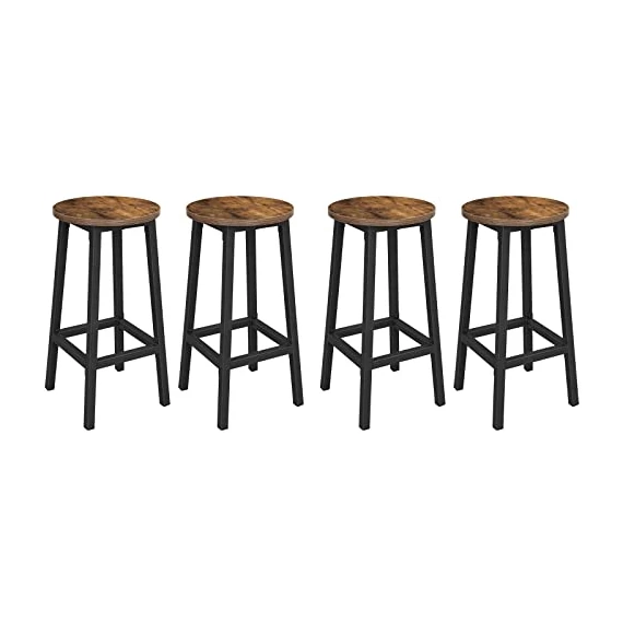 4 darabos bárszék szett, konyhai ülőke, acélvázzal, 65 cm, rusztikus barna és fekete 4 darabos bárszék szett, konyhai ülőke, acélvázzal, 65 cm, rusztikus barna és fekete