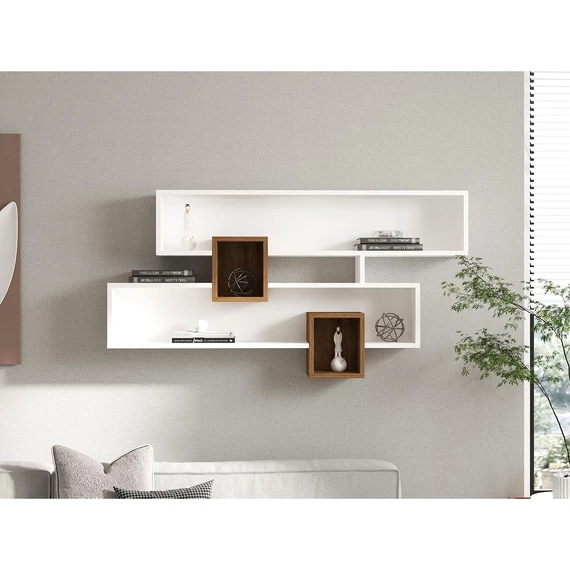 Fali polc Karen - Walnut, White Fali polc Karen - Walnut, White