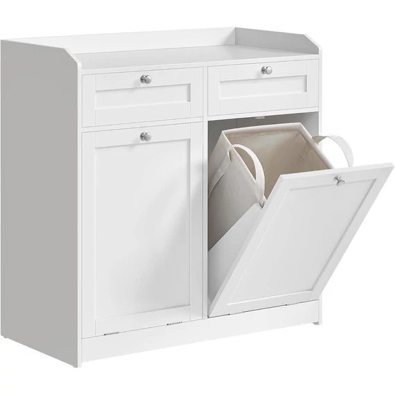 Fürdőszobai szekrény szennyeskosarakkal 40×78,9×80,2 cm, felhőfehér színben