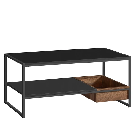 Modern dohányzóasztal polccal  100x55x45 cm fekete/barna színben Modern dohányzóasztal polccal  100x55x45 cm fekete/barna színben