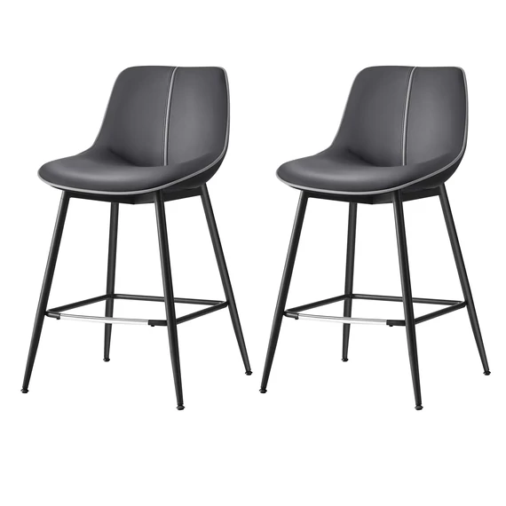 VASAGLE Bárszék 2 db-os szett ergonomikus háttámlával, ülésmagasság 62 cm, tintafekete