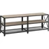 Kép 1/10 - TV szekreny, TV-asztal polcokkal, acélkerettel, 140 x 52 x 39 cm, greige és fekete