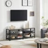 Kép 2/10 - TV szekreny, TV-asztal polcokkal, acélkerettel, 140 x 52 x 39 cm, greige és fekete