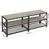 Kép 3/10 - TV szekreny, TV-asztal polcokkal, acélkerettel, 140 x 52 x 39 cm, greige és fekete