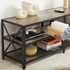 Kép 6/10 - TV szekreny, TV-asztal polcokkal, acélkerettel, 140 x 52 x 39 cm, greige és fekete