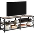 Kép 9/10 - TV szekreny, TV-asztal polcokkal, acélkerettel, 140 x 52 x 39 cm, greige és fekete