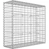 Kép 1/8 - Gabion kosár, kerti dekor válaszfal, 100 x 95 x 30 cm, ezüst