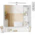 Kép 1/8 - VASAGLE Fürdőszobaszekrény LED világítással, konnektorokkal, 16,5 × 70 × 75 cm, felhőfehér színben