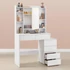 Kép 3/6 - VASAGLE sminkasztal LED-világítással, székkel, felhőfehér színben
