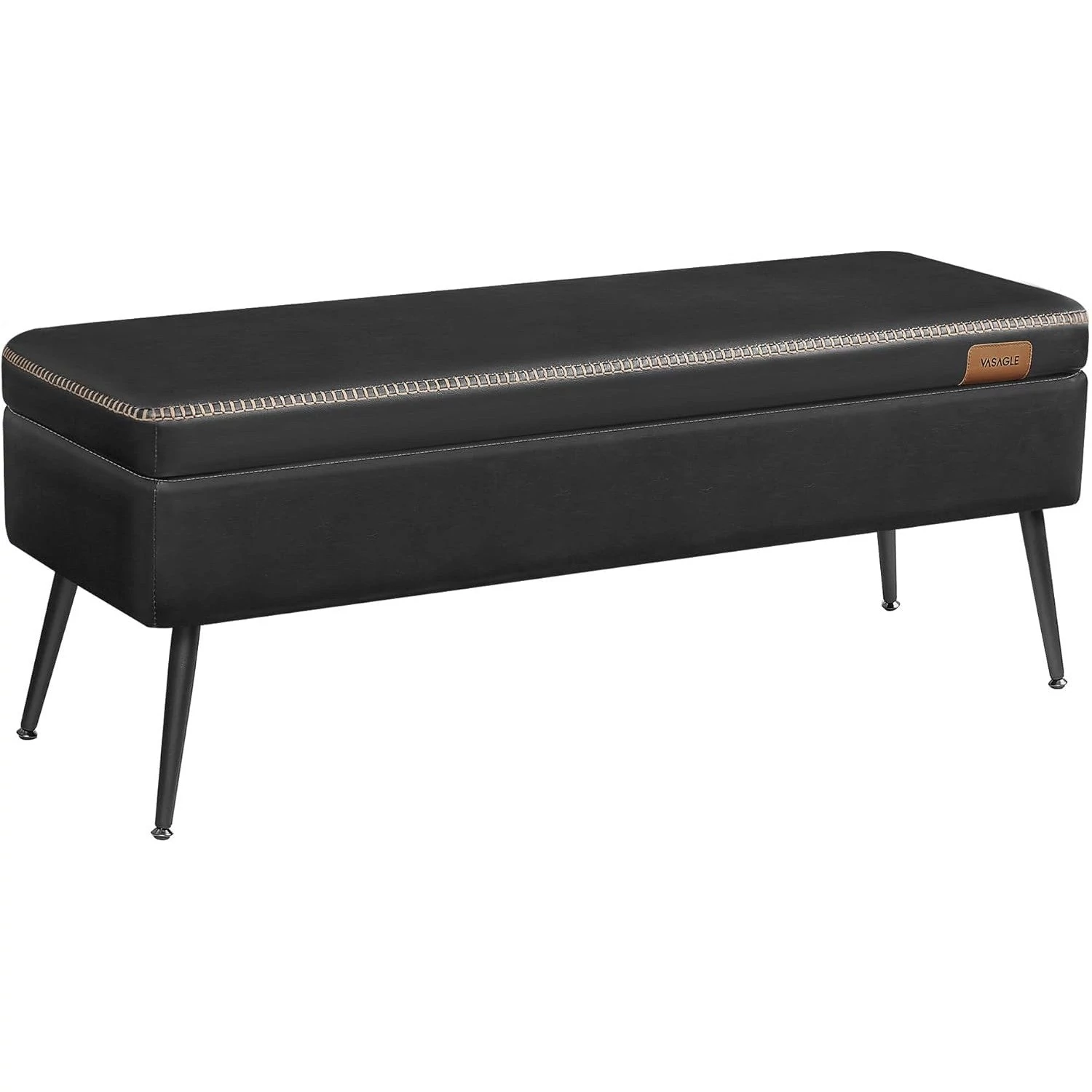 EKHO Tárolópad, ülőpad, szintetikus bőr varrással 40x120x45 cm, fekete