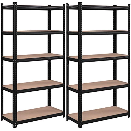 SONGMICS 2 db-os nagy teherbírású fém polcos készlet, 40 x 90 x 180 cm, fekete