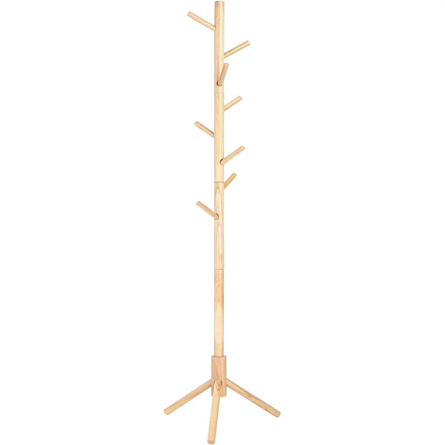 Tömör fa kabáttartó 8 kampóval 175cm magas