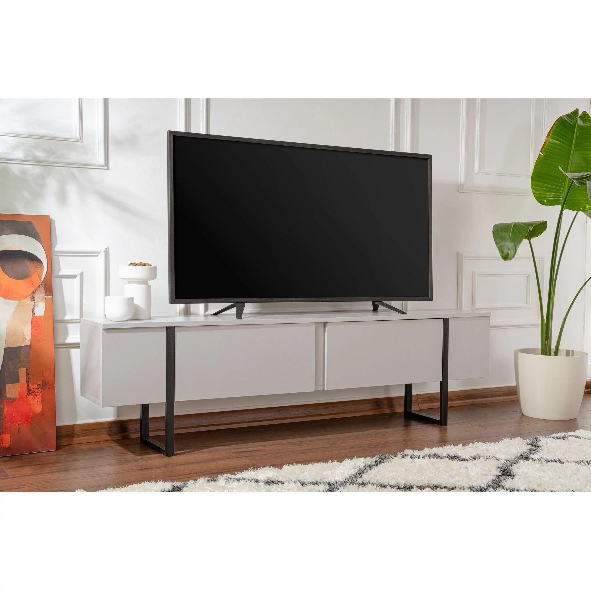 TV szekrény Serenity - Grey, Fekete