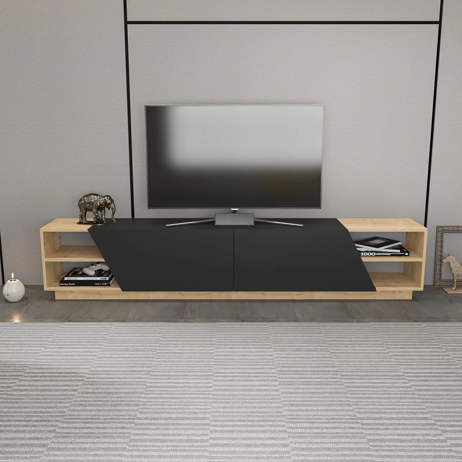 TV szekrény Rhodes - Oak, Anthracite