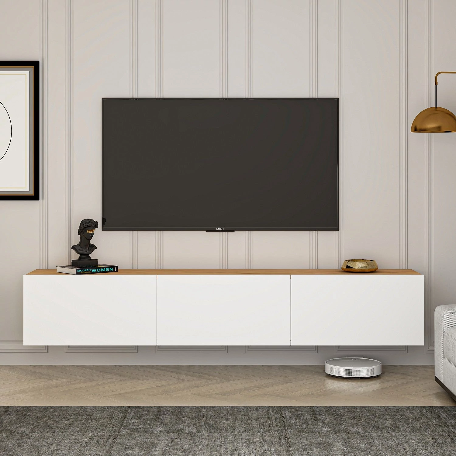 TV szekrény West - White, Atlantic Pine