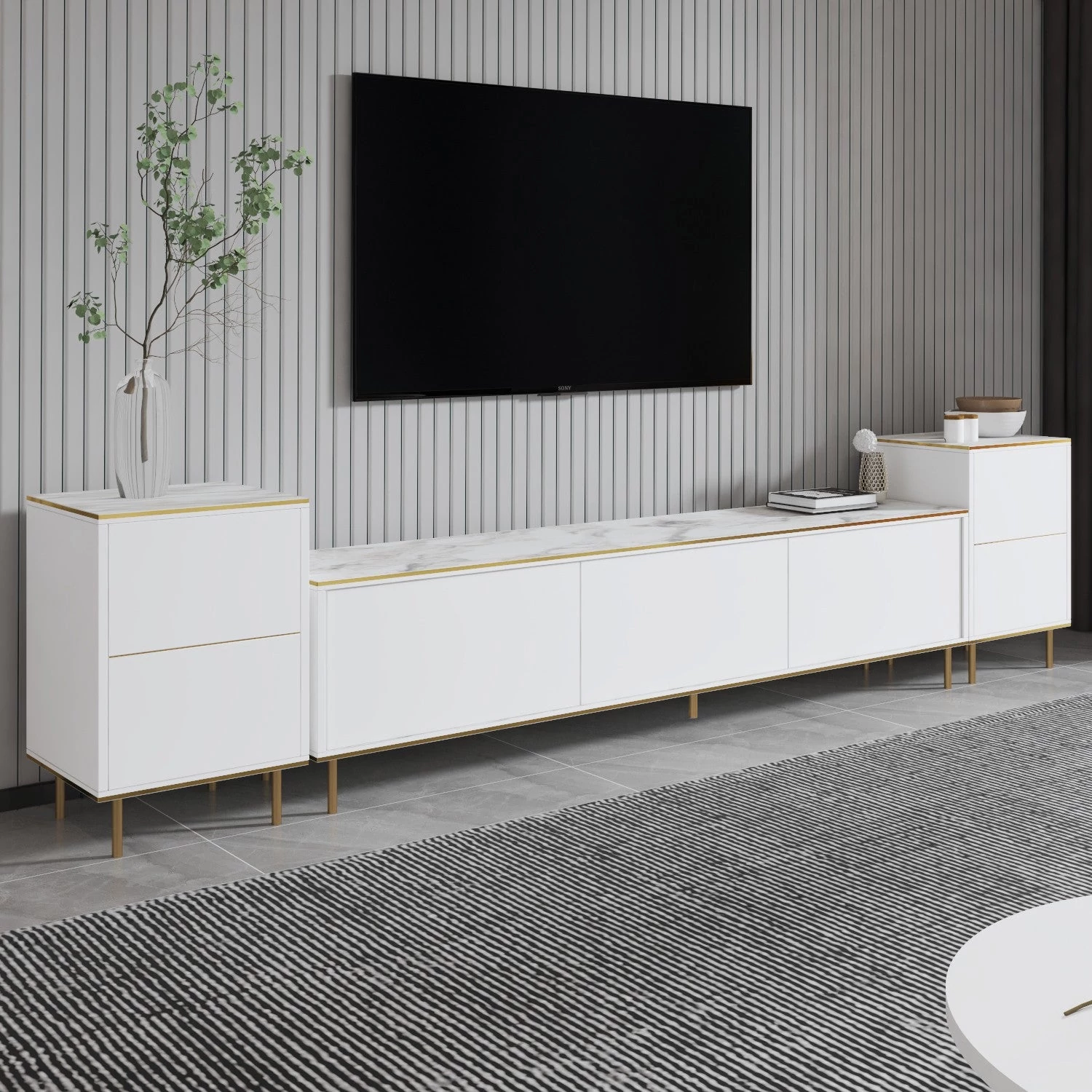TV szekrény Imaj - Marble, White