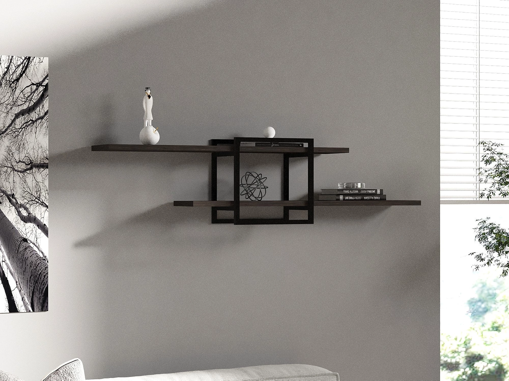 Fali polc Mone - Anthracite, Black