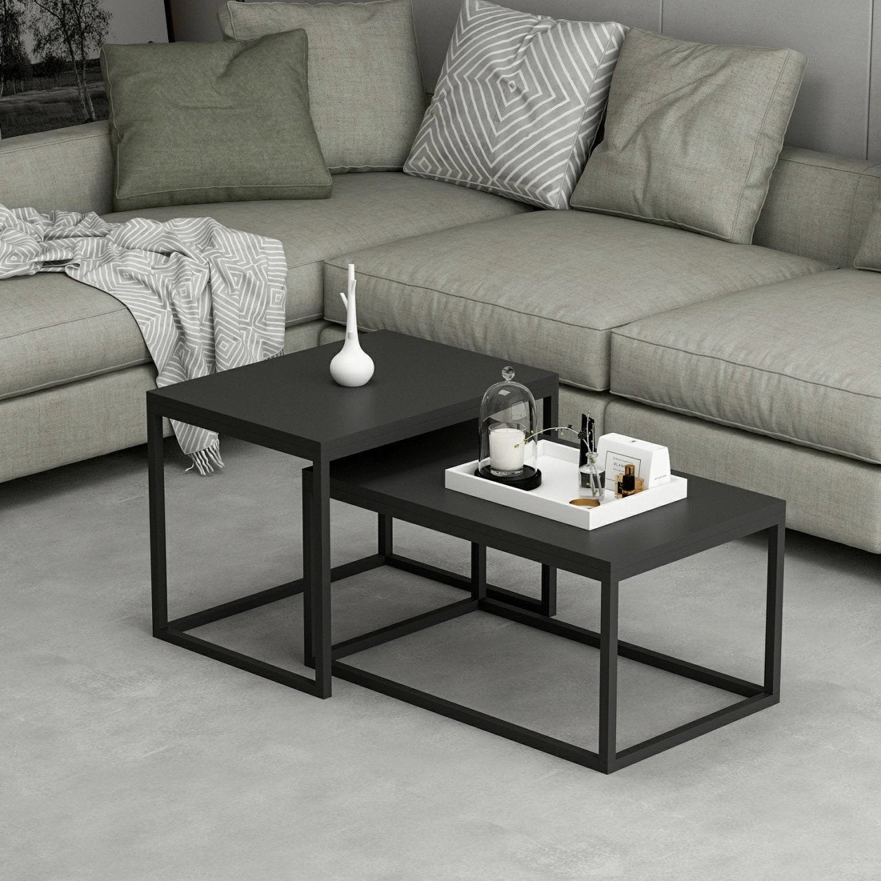 Dohányzóasztal (2 részes) Leka - Black
