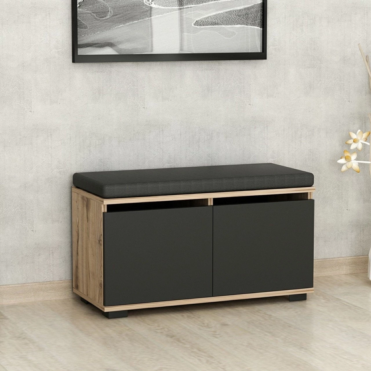 Cipőtároló Drago - Walnut, Black