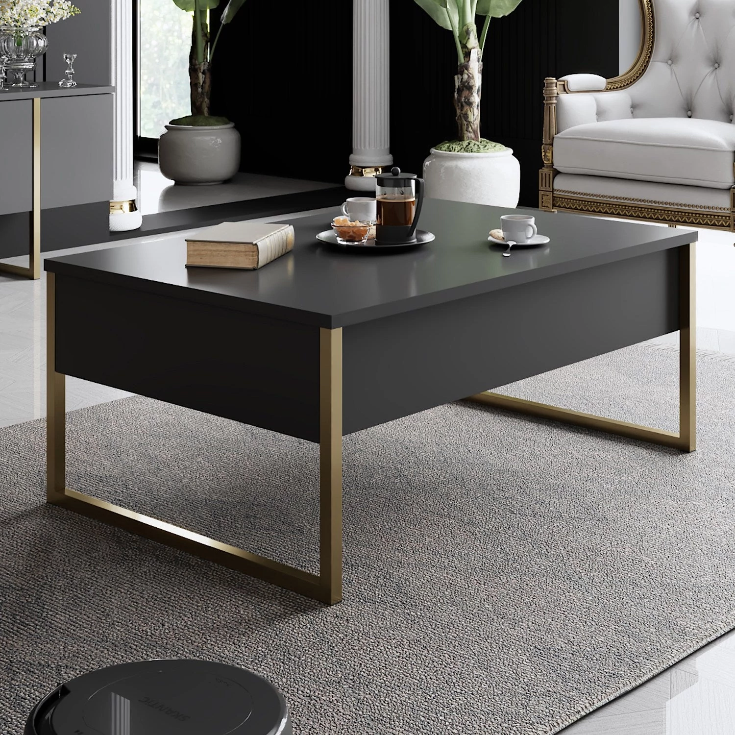 Dohányzóasztal Luxe - Anthracite, Gold