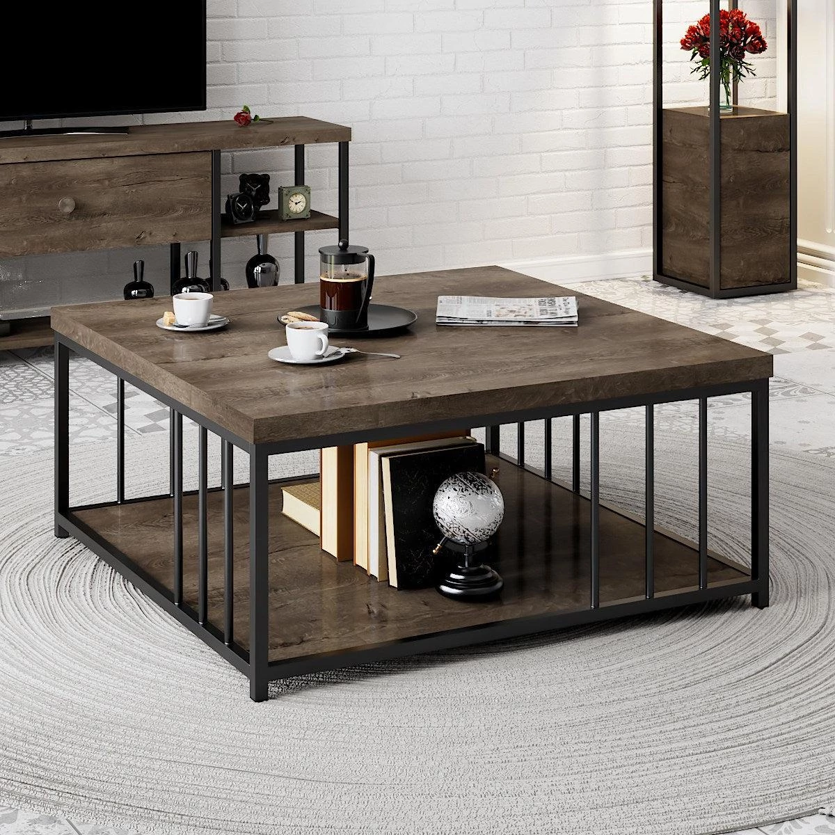 Dohányzóasztal Zenn - Walnut, Black
