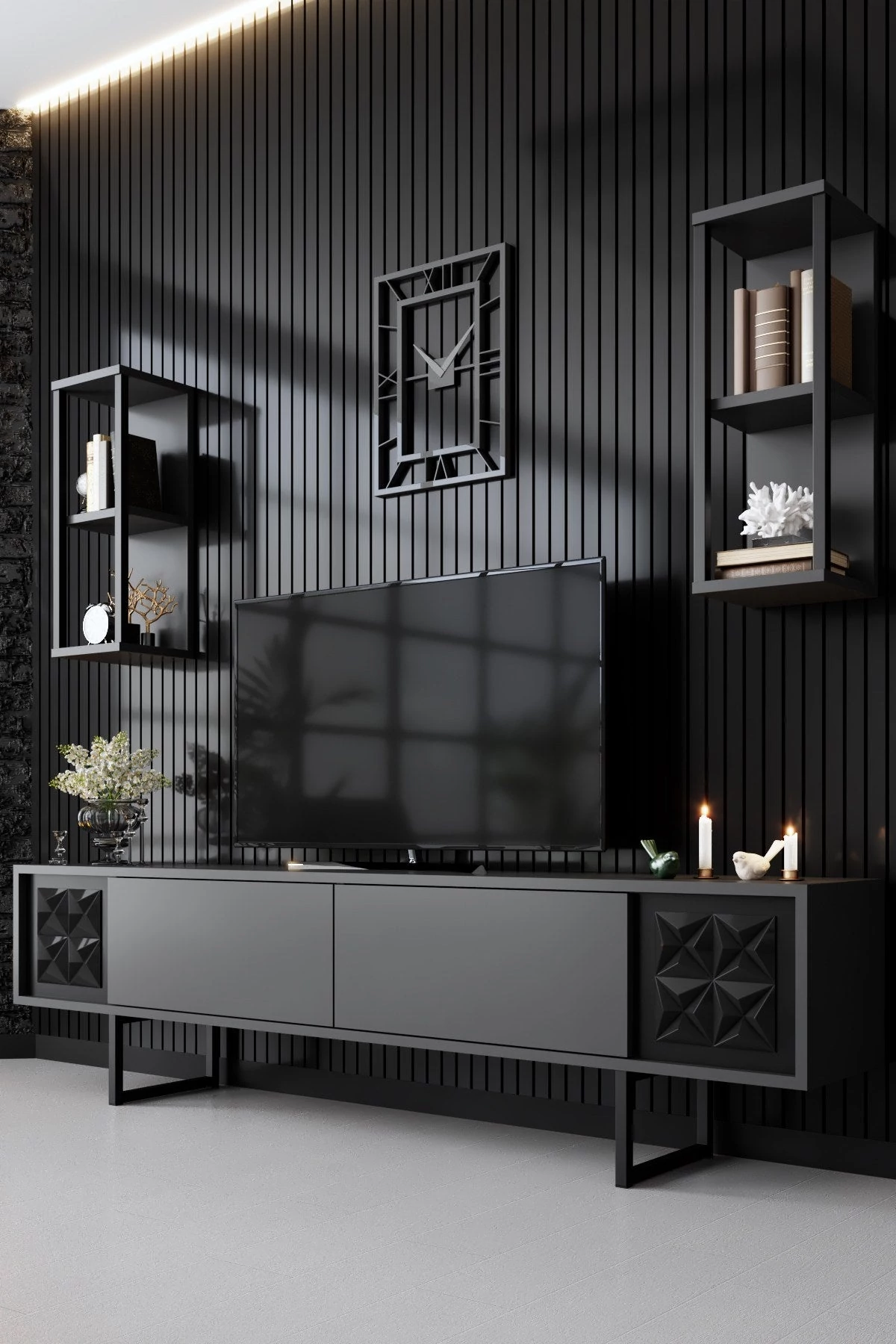 TV szekrény Black Line - Anthracite, Black