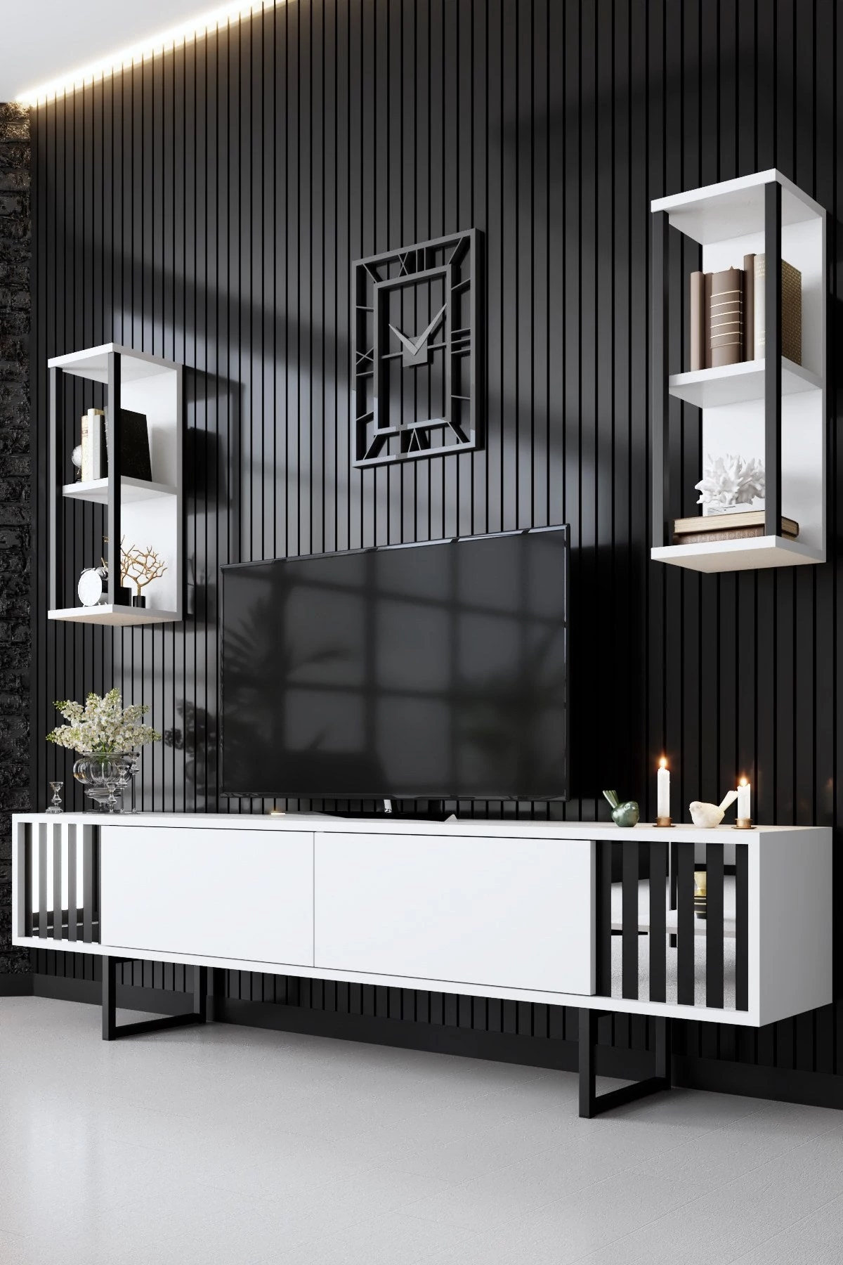 TV szekrény Chrome Line - White, Black