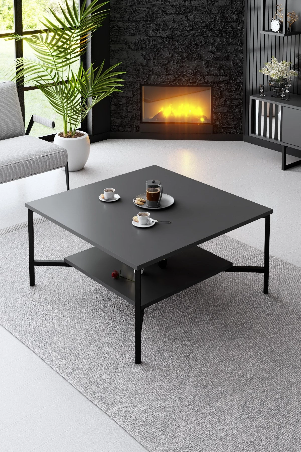 Dohányzóasztal Black Line - Anthracite, Black
